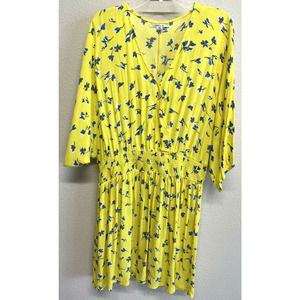 O’Neill Yellow Floral Smocked Waist Mini Dress Sz XXL. EUC!